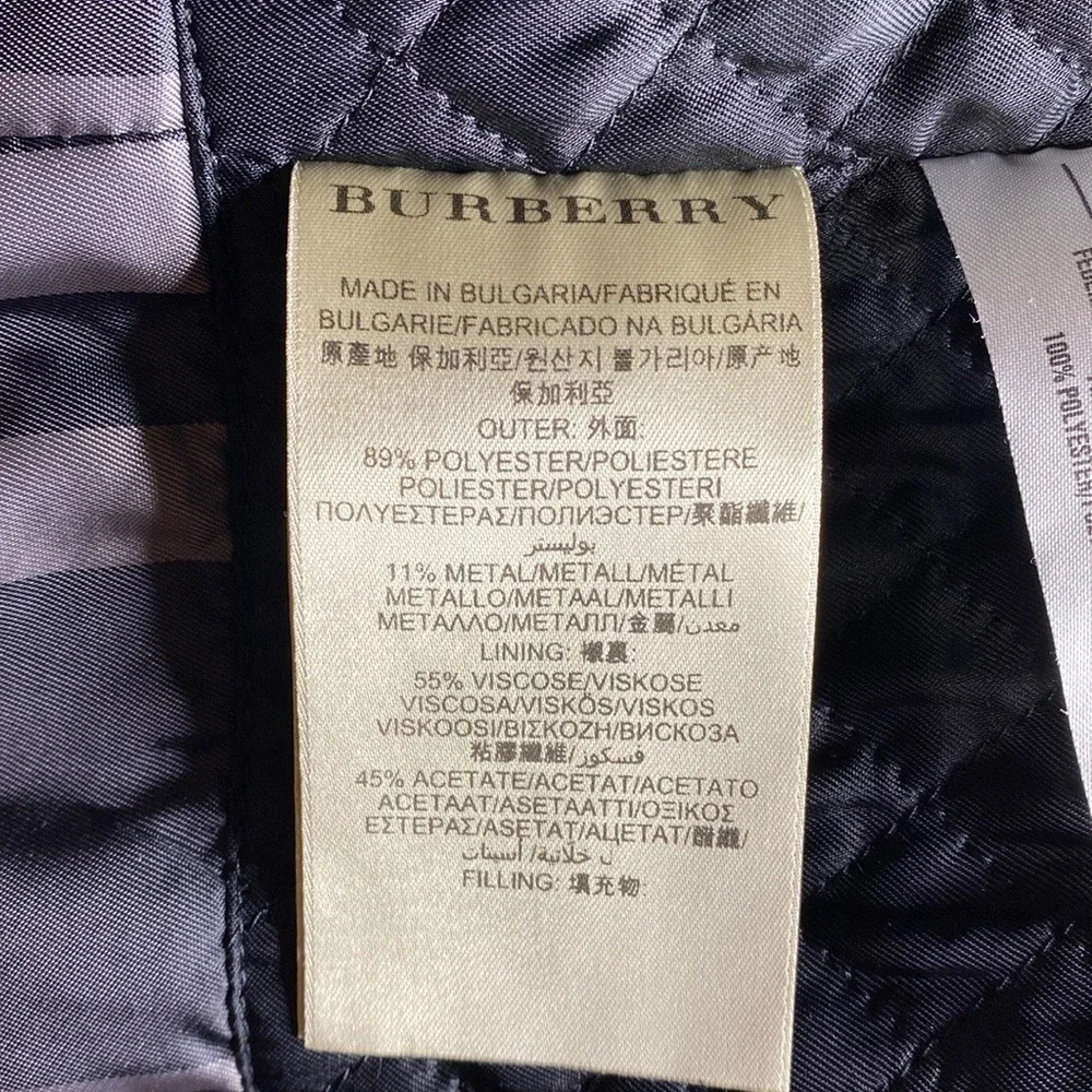 Burberry London Metallic Charcoal Crinkle Trench Coat Belted Double Breasted 180 - Picture 9 of 12